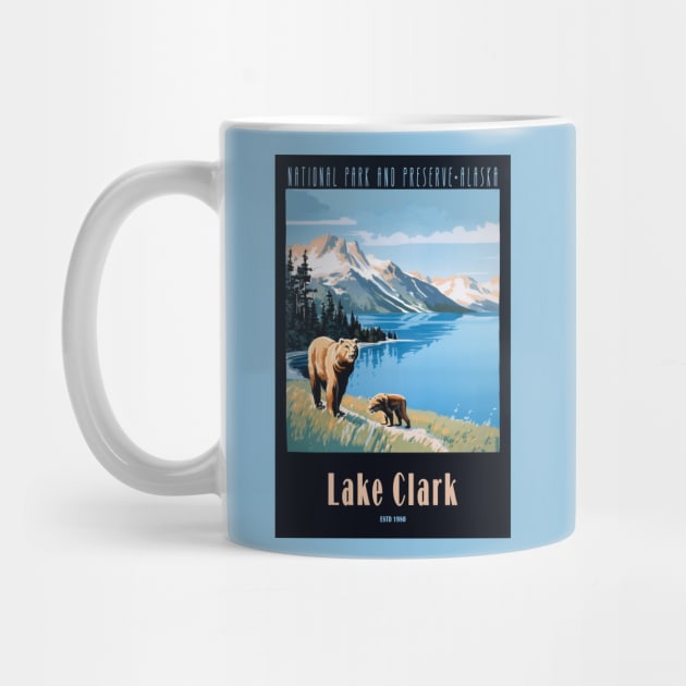 Lake Clark National Park Vintage Travel Poster by GreenMary Design